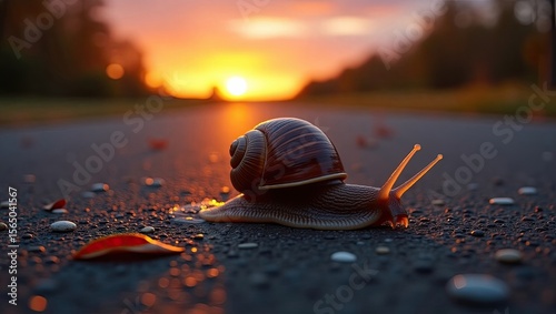 sunset on the road