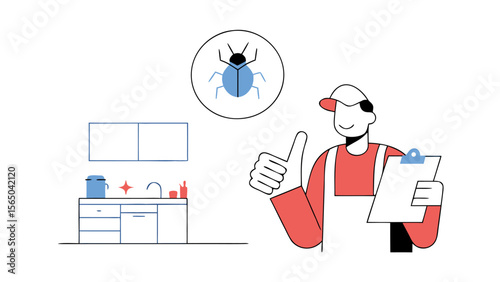 Pest Control Service Completed - Disinfection Team with Checkmark Vector