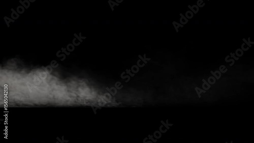 Fog, mist or thin smoke rolling in 002 mid frame, as a seamless loop, 4k 30p, alpha channel for transparent background