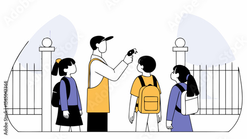 Professional Tour Guide Leading Group Travel Adventure Vector Illustration
Tour Guide with Map and Tourists Traveling Outdoor Vector Design