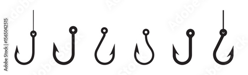 A collection of hook icons set. Catch fish symbol. Hook icon. Vector illustration eps 10