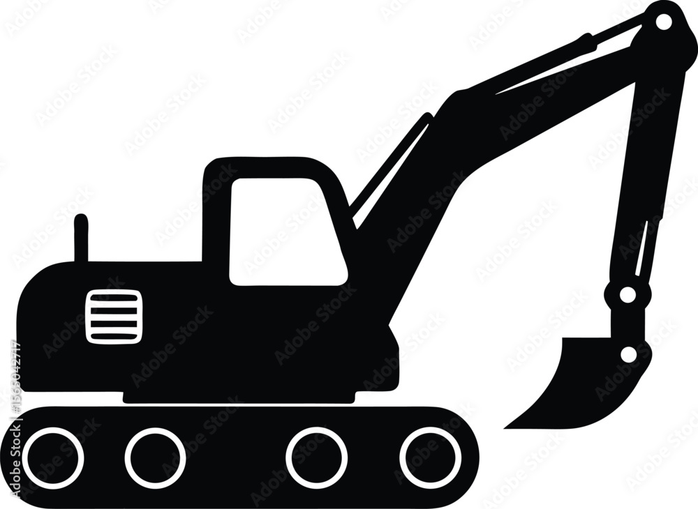 Naklejka premium Construction excavator silhouette image for building and industrial designs