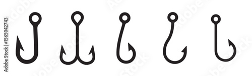 A collection of hook icons set. Catch fish symbol. Hook icon. Vector illustration eps 10