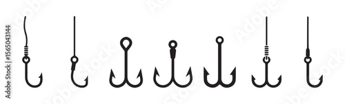 A collection of hook icons set. Catch fish symbol. Hook icon. Vector illustration eps 10