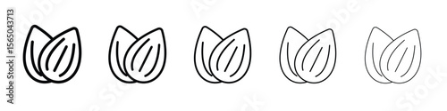 Almond icon vector in editable stroke linear pictogram