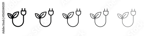 Biomass energy icon vector in editable stroke linear pictogram