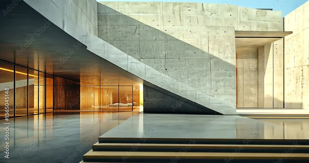 Modern architectural design featuring sleek concrete structure