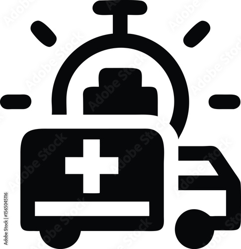 Collection of emergency service icons with medical and safety symbols silhouette