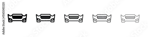 Car bumper icon vector in editable stroke linear pictogram