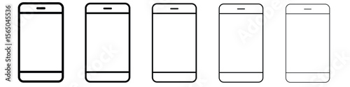 Cell phone icon vector in editable stroke linear pictogram