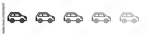 Compact car icon vector in editable stroke linear pictogram