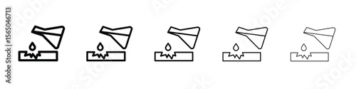 Corrosive substance icon vector in editable stroke linear pictogram