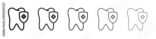 Dental insurance icon vector in editable stroke linear pictogram