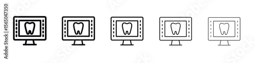 Dental X ray icon vector in editable stroke linear pictogram