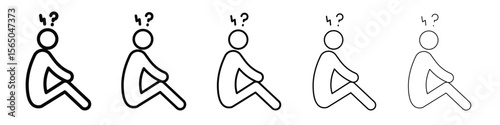 Depression icon vector in editable stroke linear pictogram