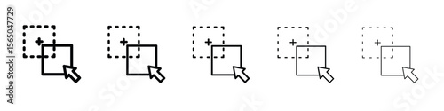 Drag and drop icon vector in editable stroke linear pictogram