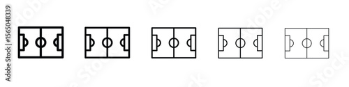 Football field icon vector in editable stroke linear pictogram