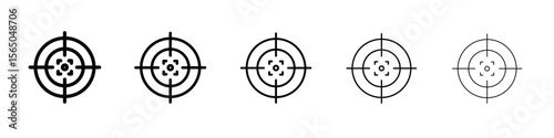 Gun target icon vector in editable stroke linear pictogram