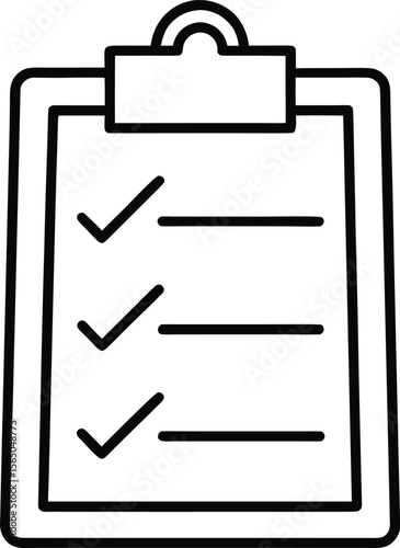Thin line style clipboard with checklist icon for task management and organization