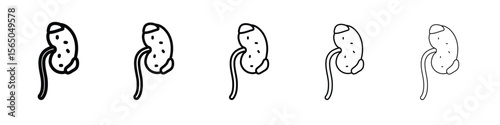 Kidney disease icon vector in editable stroke linear pictogram