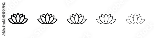 Lotus flower icon vector in editable stroke linear pictogram