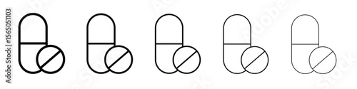Pills icon vector in editable stroke linear pictogram