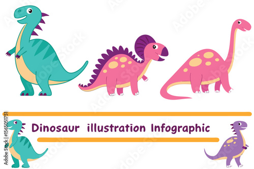Cute Dinosaur Illustration Infographic