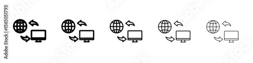 Remote Access icon vector in editable stroke linear pictogram
