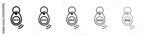 RFID key tag icon vector in editable stroke linear pictogram