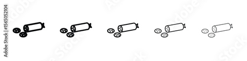 Salami icon vector in editable stroke linear pictogram