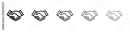 Shake hands icon vector in editable stroke linear pictogram