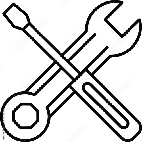 Crossed wrench and screwdriver icon for technology and repair services