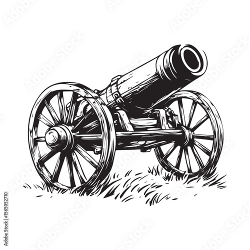 Cannon silhouette, Silhouette vintage old cannon, defending castles and strongholds, Minimalist Cannon vector, Weapon silhouette