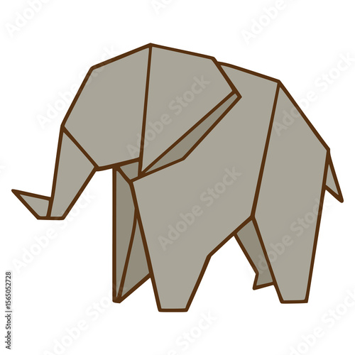 elephant origami paper craft hobby flat color vector illustration template design