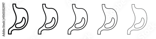 Stomach with Liquids icon vector in editable stroke linear pictogram