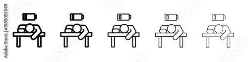 Tired person icon vector in editable stroke linear pictogram