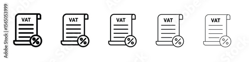 Value added tax VAT icon vector in editable stroke linear pictogram