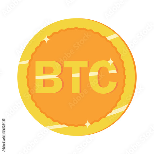 A golden coin icon with BTC letters. 