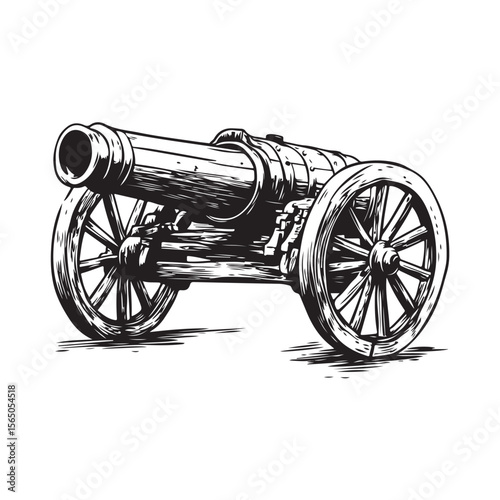 Cannon silhouette, Silhouette vintage old cannon, defending castles and strongholds, Minimalist Cannon vector, Weapon silhouette
