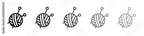 Wool ball icon vector in editable stroke linear pictogram