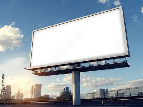 Wallpaper Mural Blank Outdoor Billboard Mockup with City Skyline at Sunset Torontodigital.ca