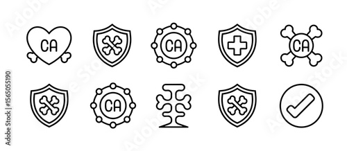 Cancer awareness line icons, medical protection symbols, healthcare concept, disease prevention