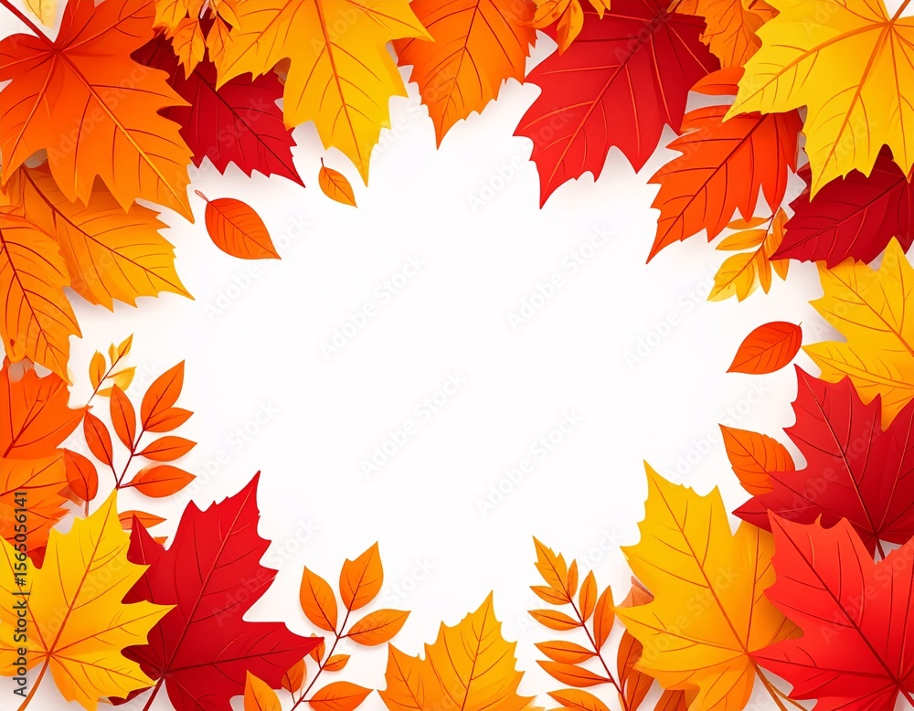 Fototapeta premium Vibrant Autumn Leaves Frame Perfect for Fall Designs and Thanksgiving Greetings