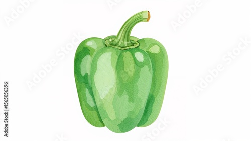 Vibrant watercolor bell pepper on white background
