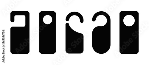 Door hanger set, hotel, motel, privacy, do not disturb, black silhouette