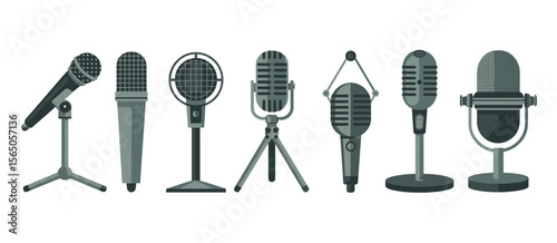 Microphone collection, audio equipment for recording, broadcast, radio, media.
