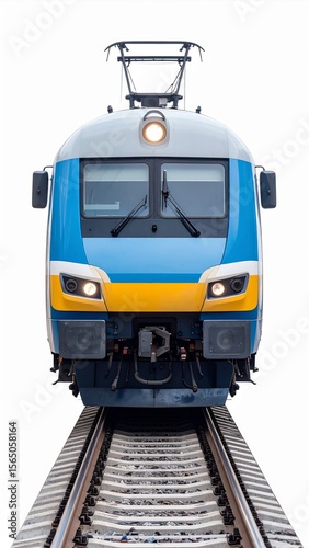 Blue Yellow Electric Train on Railway Tracks