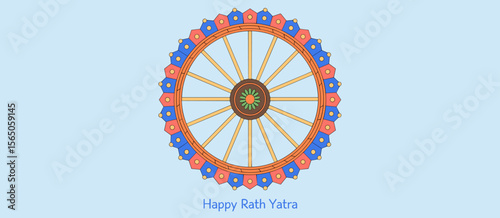 Happy Rath Yatra, chariot wheel illustration celebrating culture, festival, religion, Indian holiday