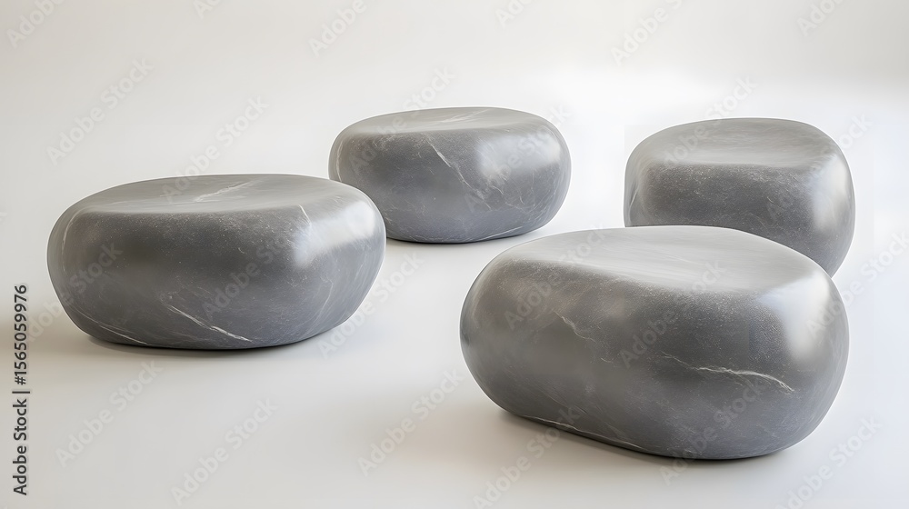 Modern Stone Pebble Coffee Tables Set of Four Modern Stone Pebble Coffee Tables Set of Four