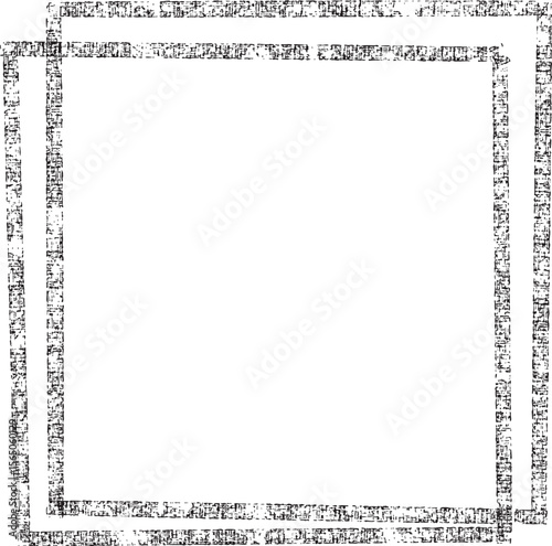 黒いテクスチャの手描きのダブルスクエアフレーム / ベクター　Adobe Illustrator Artwork